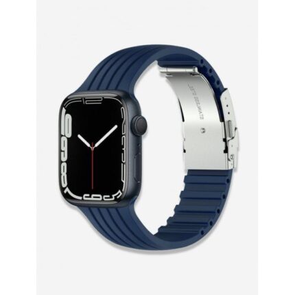 Silicone Band with Metal Connector Lock available for iWatch Band (Dark Blue)