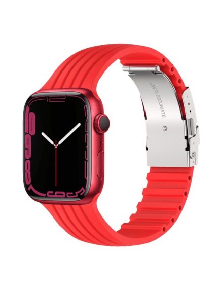 Silicone Band with Metal Connector Lock available for iWatch Band (Carbon Red)